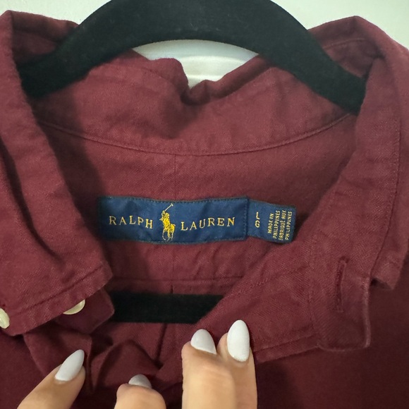 Maroon Ralph Lauren polo button up - Picture 2 of 3